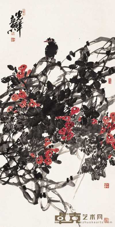 于光华 2005年作 花鸟 镜心 136×68cm